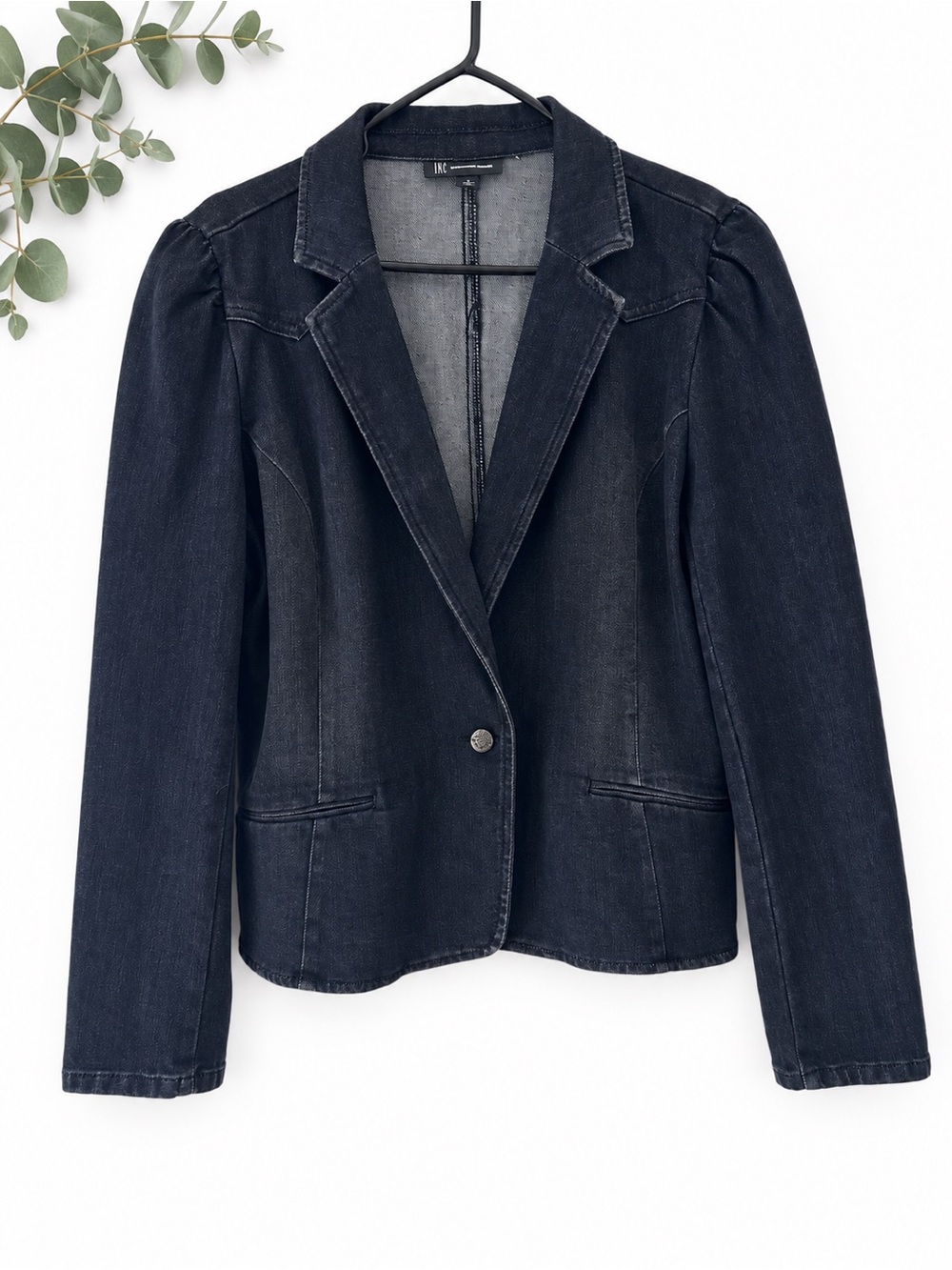 INC International Concepts Black Denim Blazer Jacket